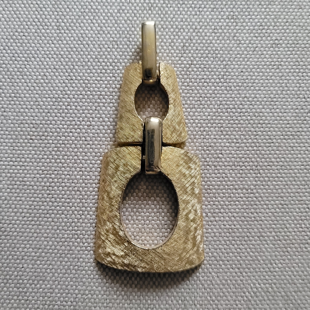 Kramer Vintage Gilted Metal Double Ingot Pendant